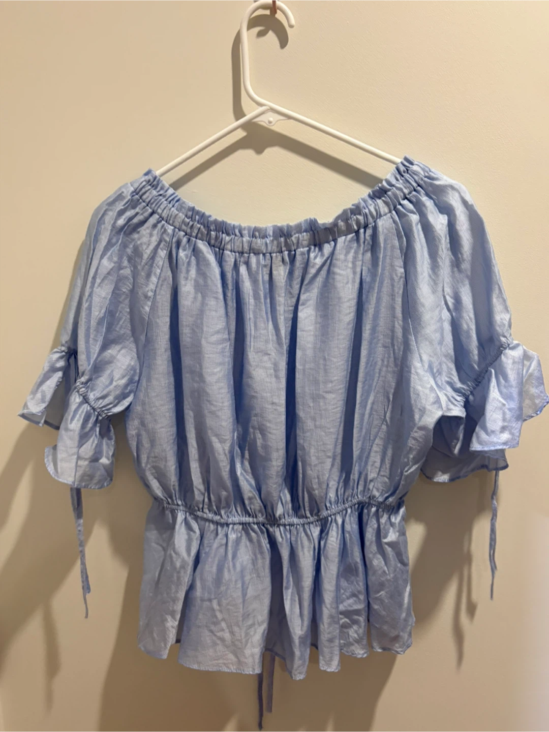 Blue striped off-shoulder top - photo 3
