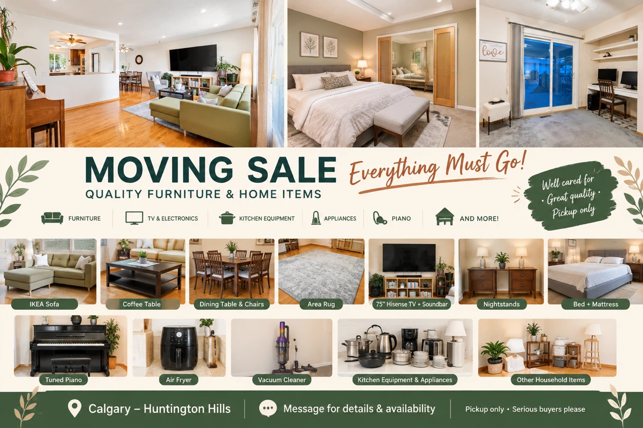 MOVING SALE — EVERYTHING MUST GO