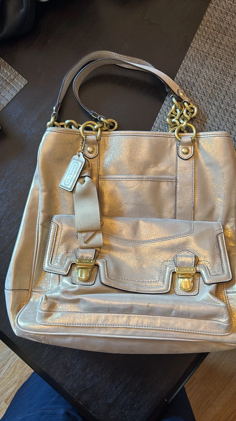 Coach Metallic Leather Tote Bag