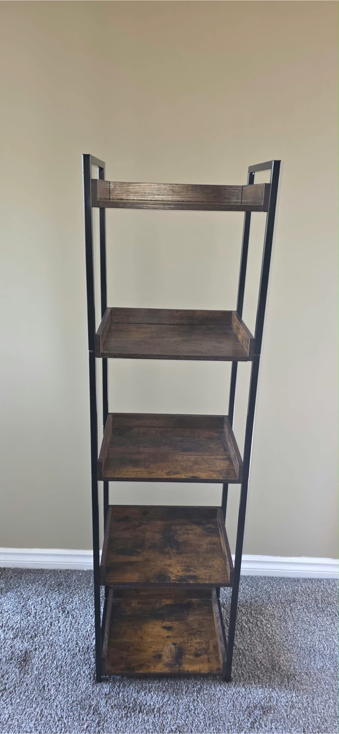 Rustic 5-Tier Industrial Metal and Wood Shelf
