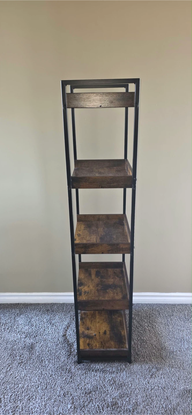Rustic 5-Tier Industrial Metal and Wood Shelf - photo 2
