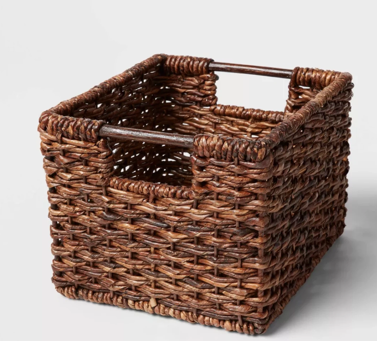 Woven Seagrass Storage Basket with Wood Handles