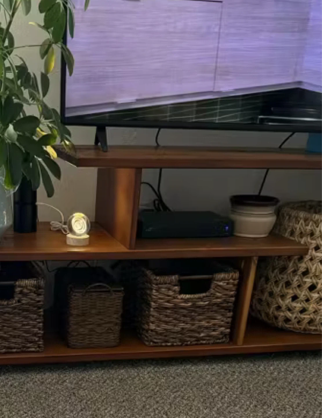 Woven Seagrass Storage Basket with Wood Handles - photo 2