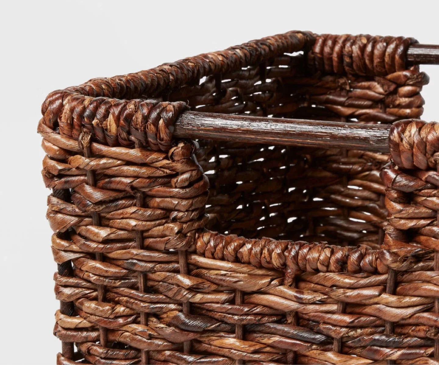 Woven Seagrass Storage Basket with Wood Handles - photo 3