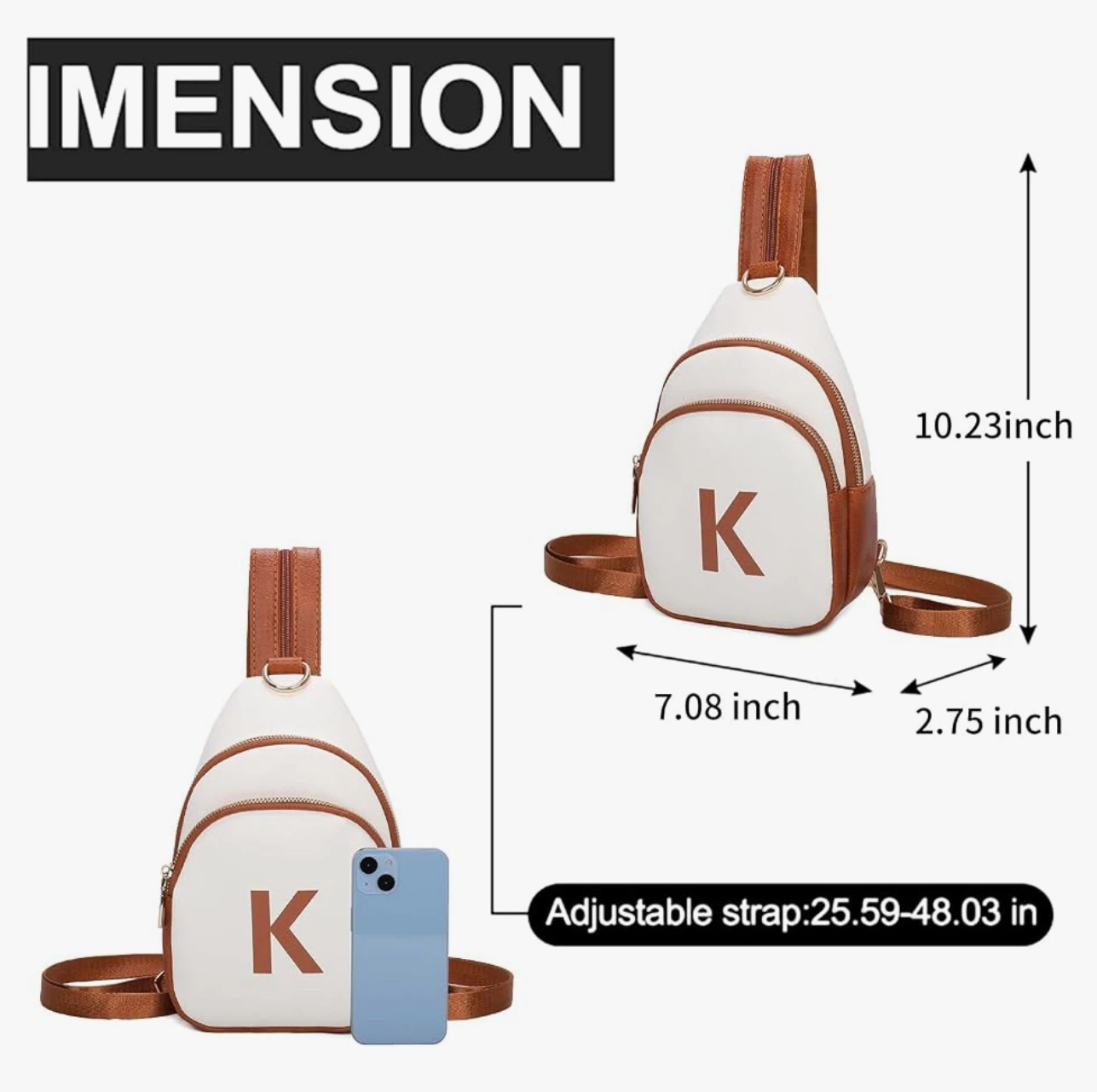 White and Brown Letter K Sling Bag - photo 3