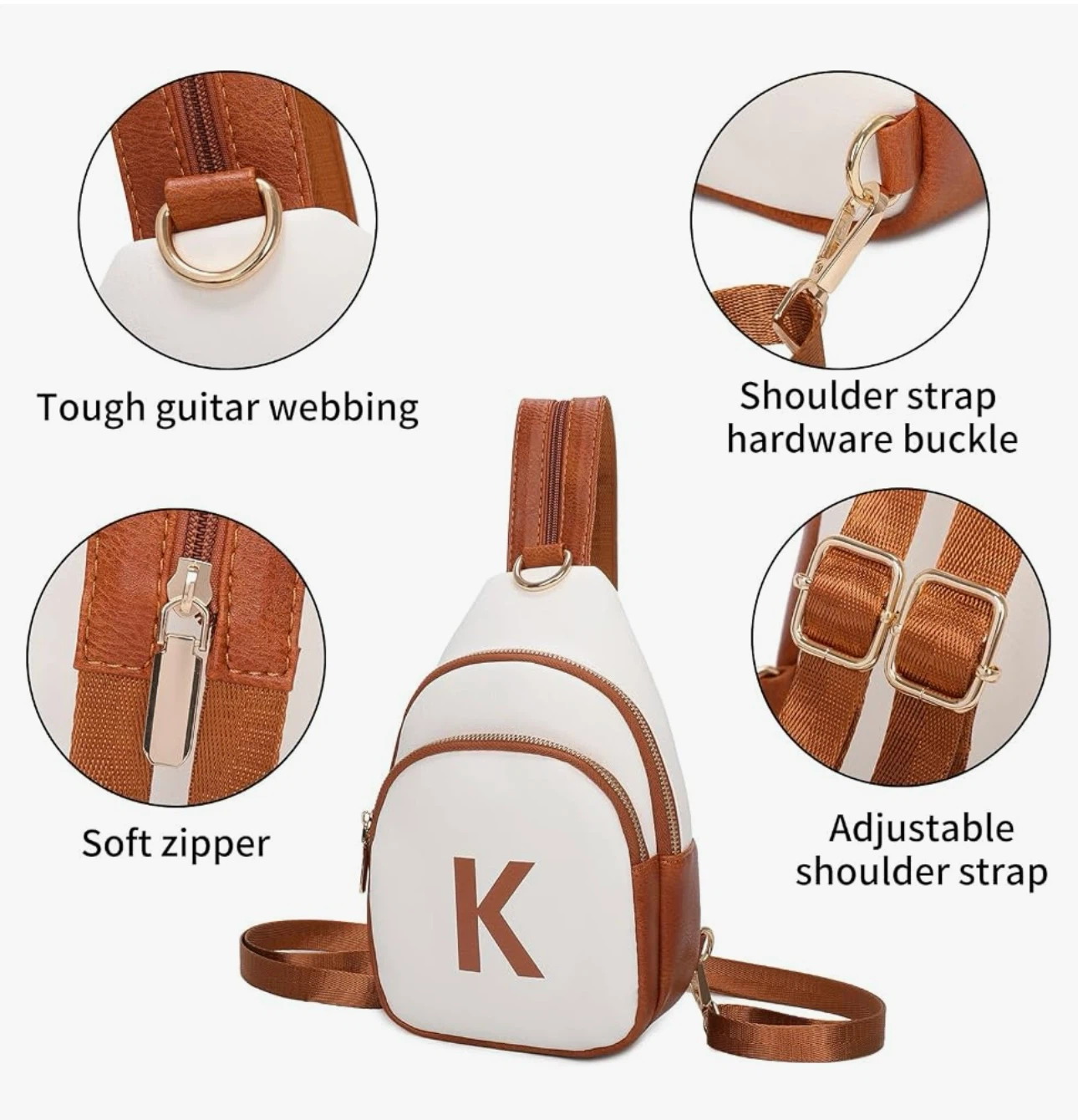White and Brown Letter K Sling Bag - photo 4