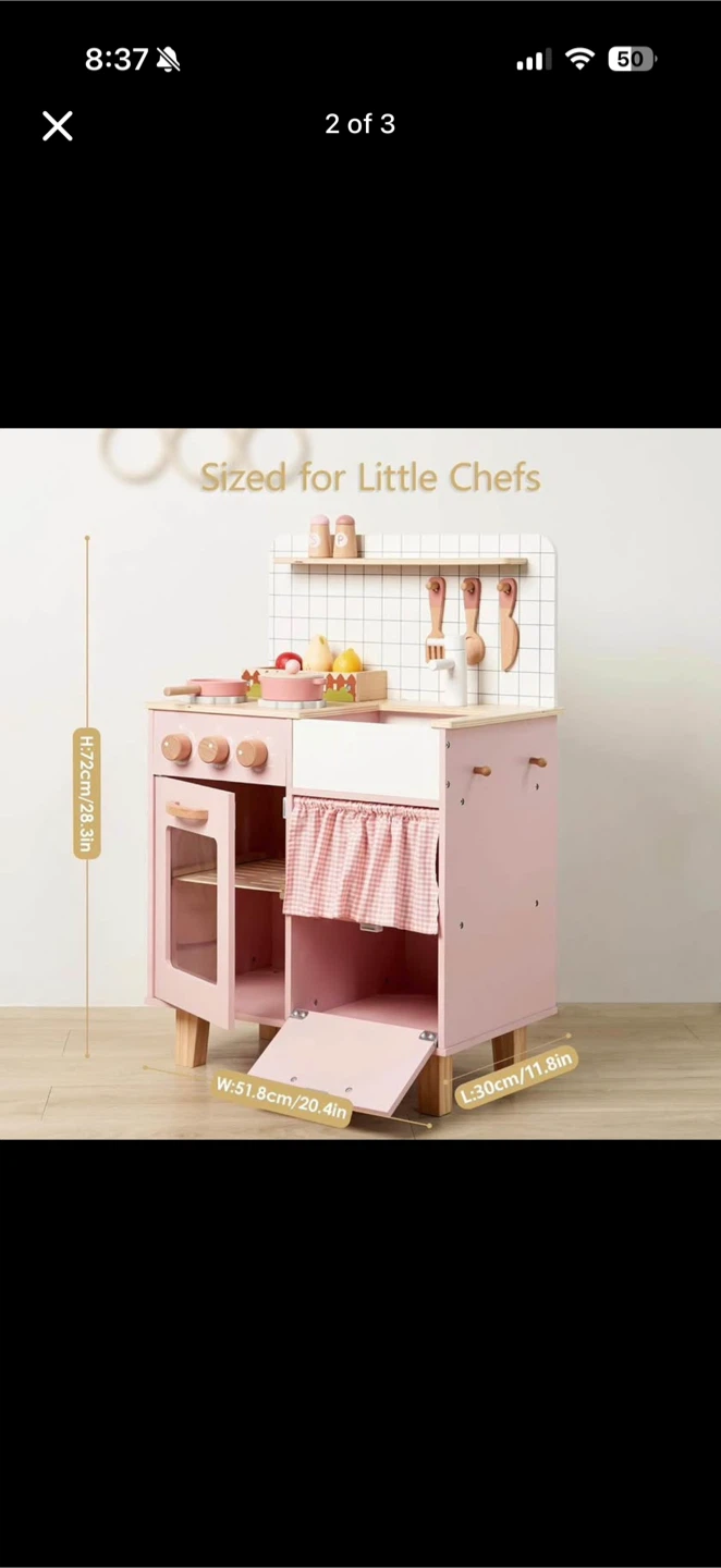 Wooden Play Kitchen Set for Kids - Pink - photo 2
