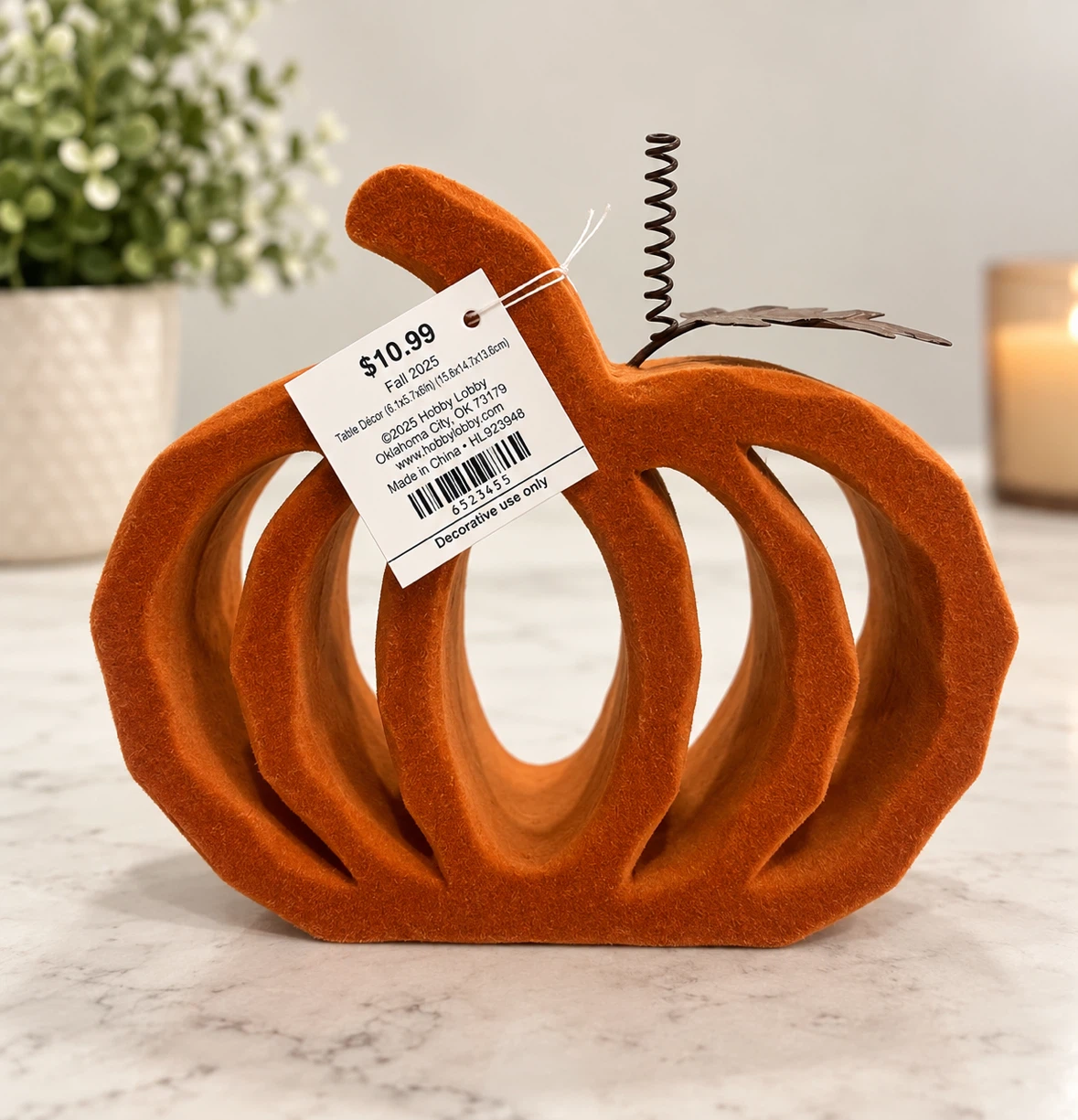 Hobby Lobby Burnt Orange Velvet Pumpkin Fall Decor – Brand New