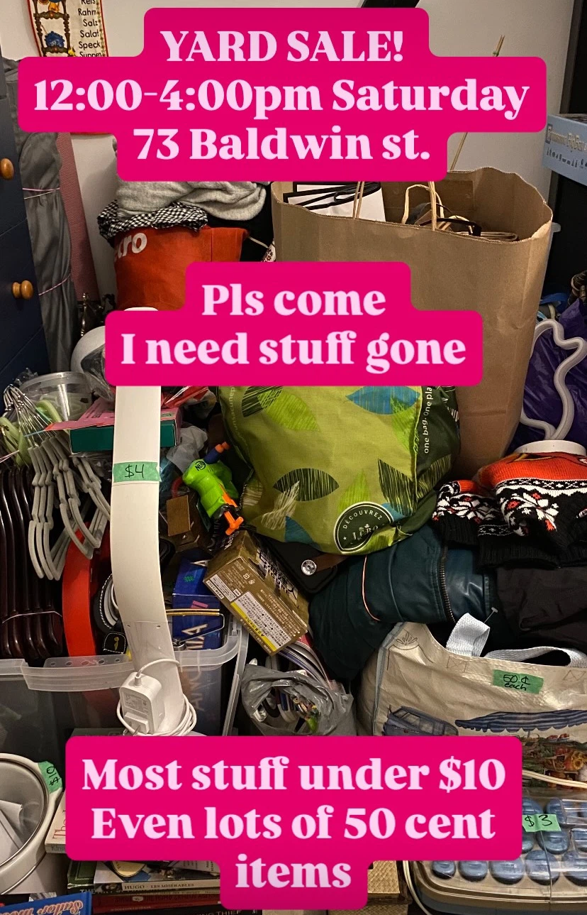 YARD SALE!!! Sat. 12-4pm