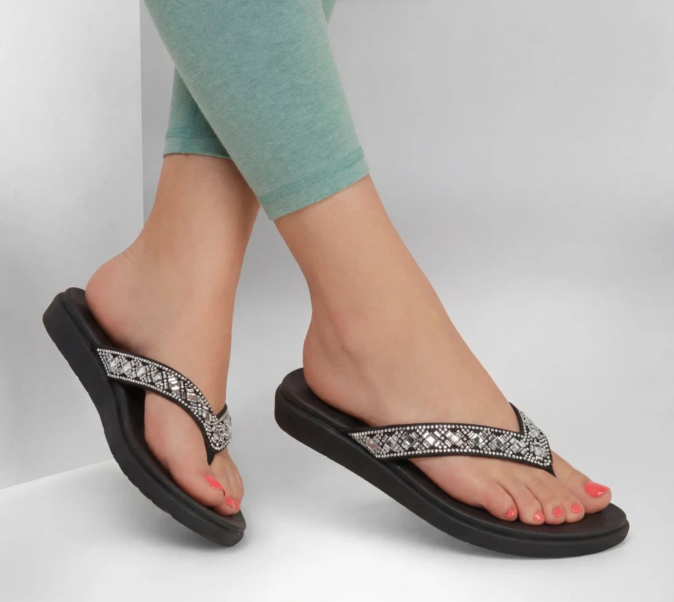 Skechers Luxe Foam Sandals Black Size 7
