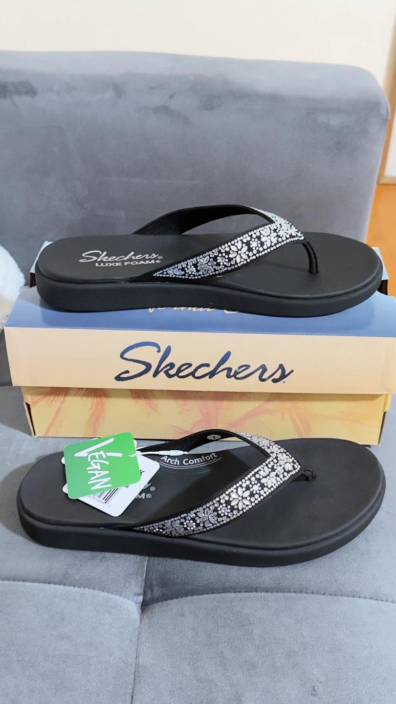 Skechers Luxe Foam Sandals Black Size 7 - photo 5