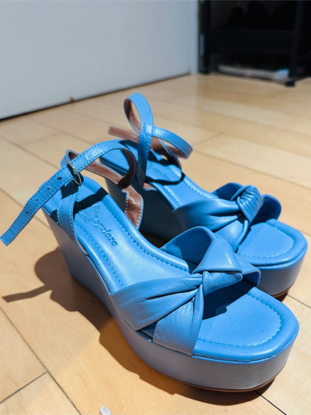 Blue Wedge Sandals - Size 36🏈