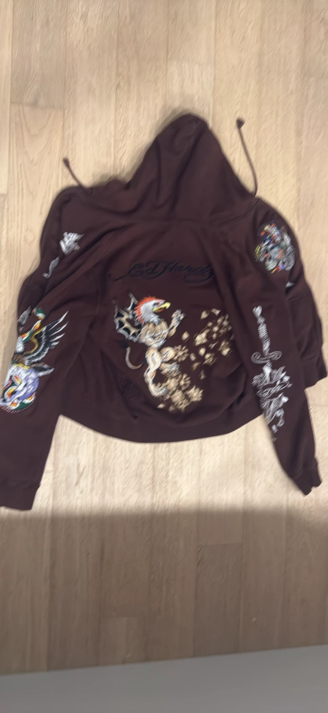 Ed Hardy Brown Zip-Up Hoodie