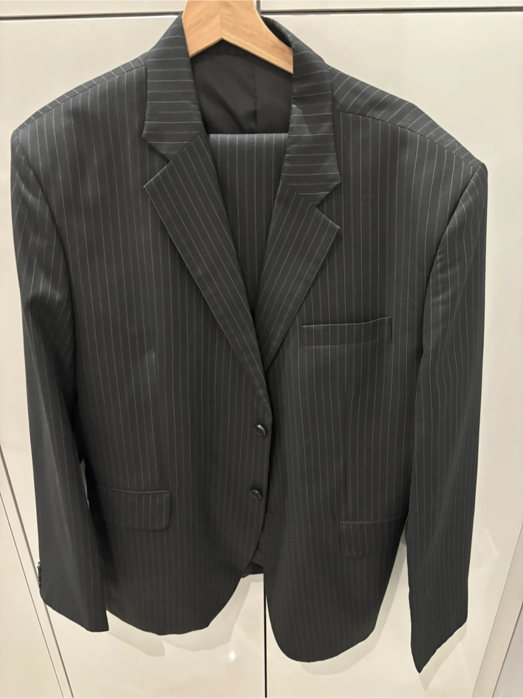 Black Pinstripe Suit custom made