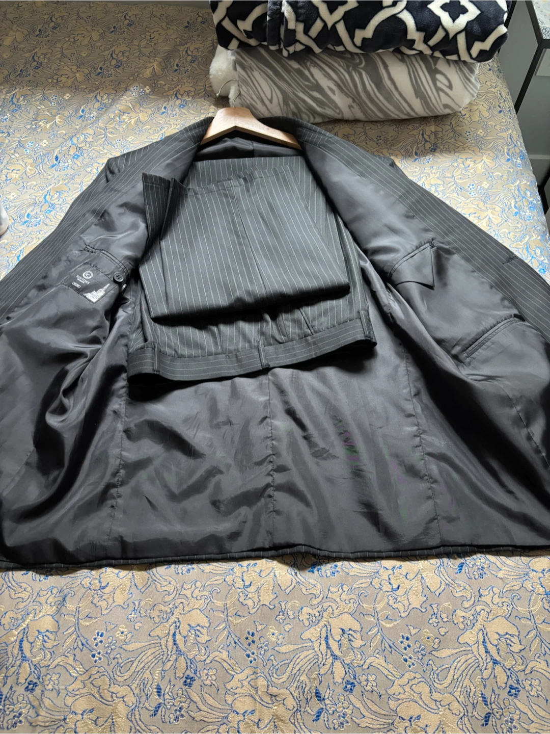 Black Pinstripe Suit custom made - photo 3