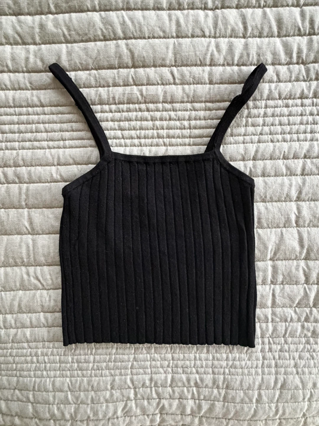 🏈H&M Divided Ribbed Tank Top Black
