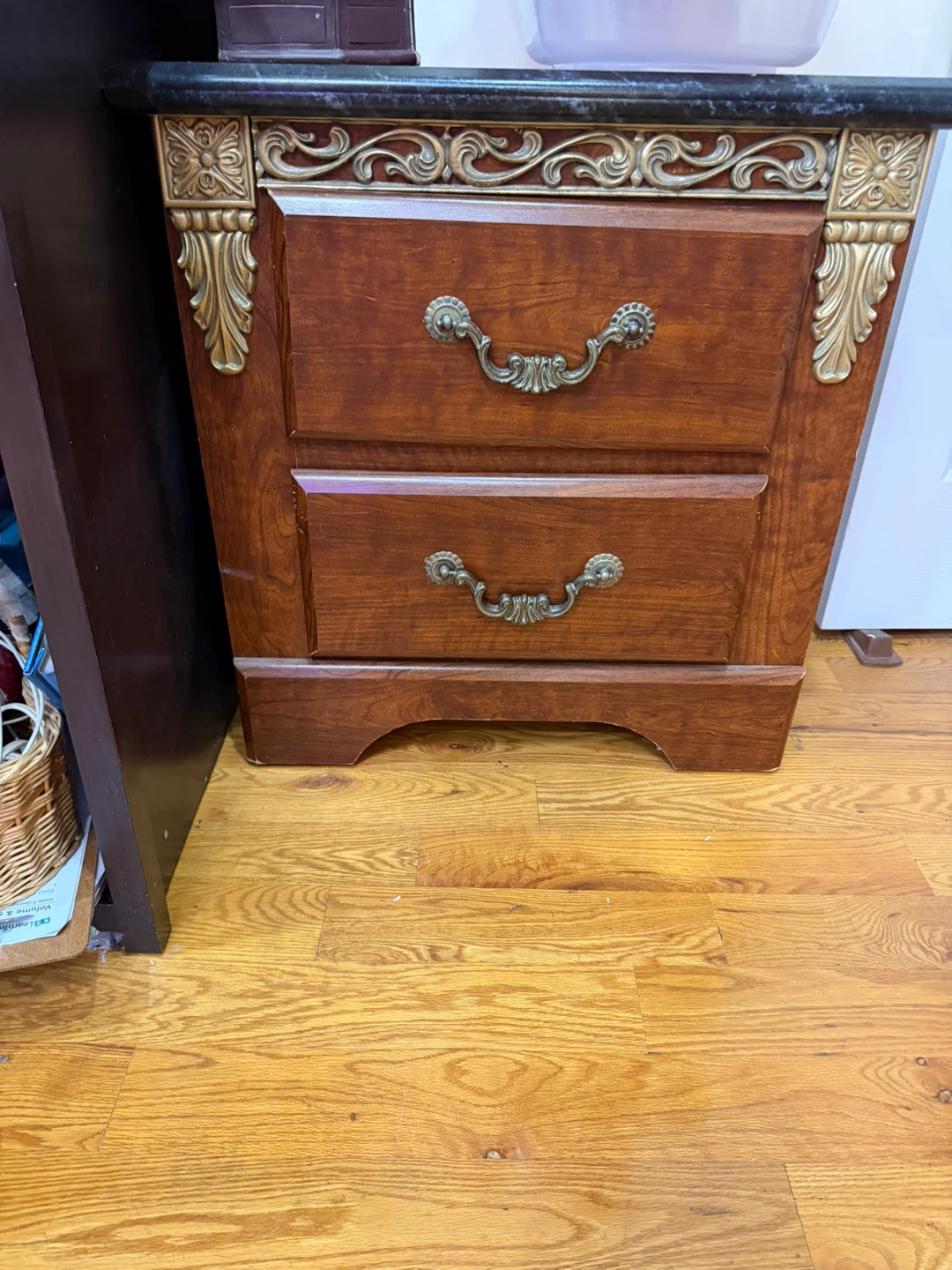 Traditional Wood Nightstand with Two Drawers