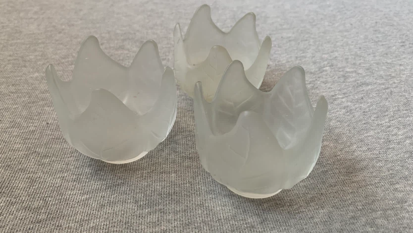 Set of 3 PartyLite Frosted Glass Tea Light Holders 🏈 - photo 2