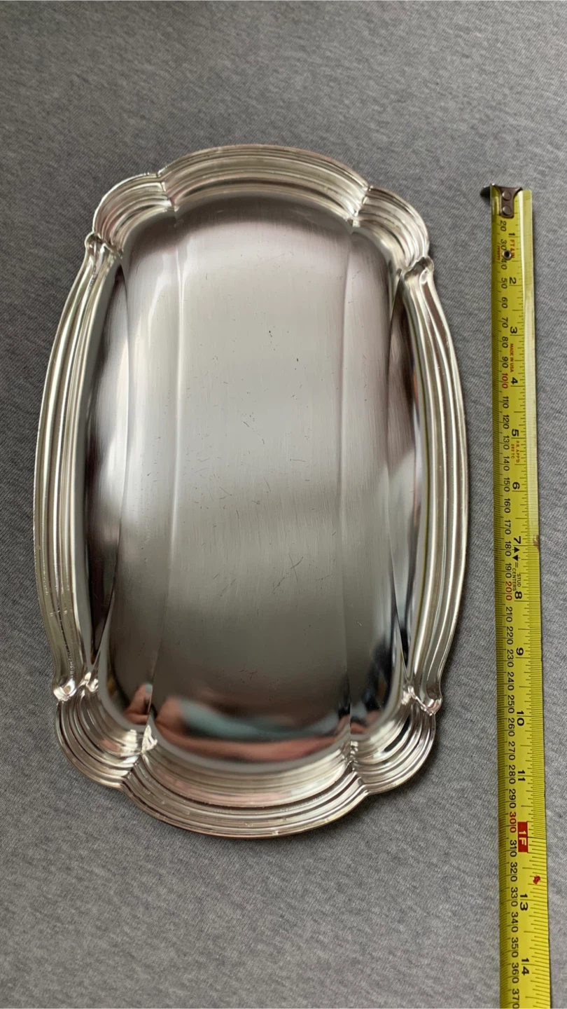 Silver-toned brushed finish tray 🏈 - photo 2