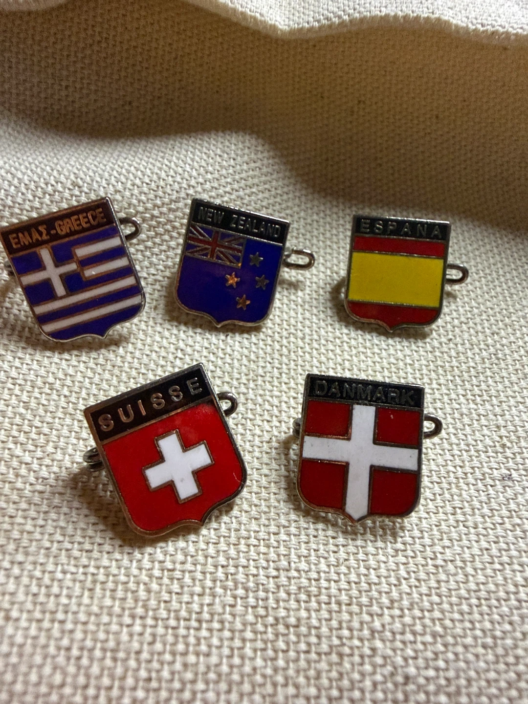 🏈Vintage Enamel Country Shield Pin Lot of 5