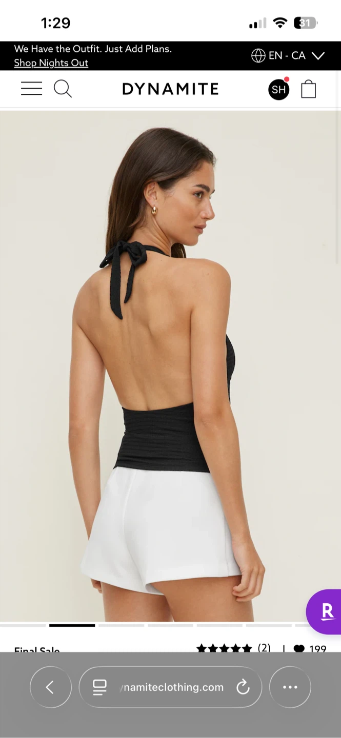 Dynamite - Textured Plunge Halter Top - photo 2