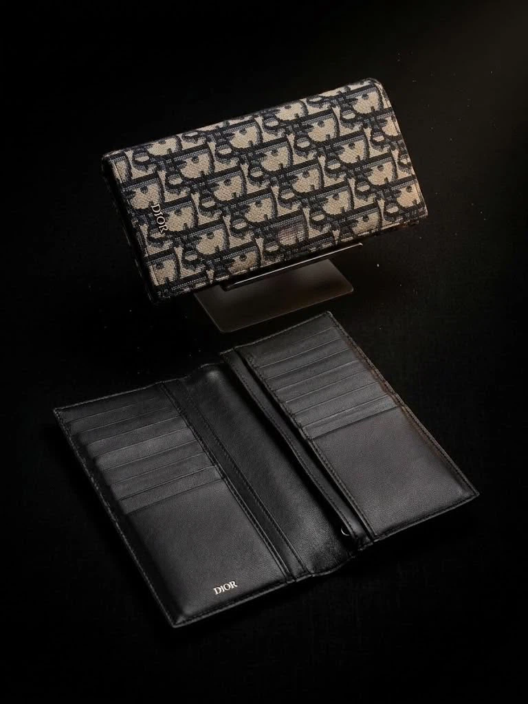Dior Long Bifold Wallet - Beige and Black