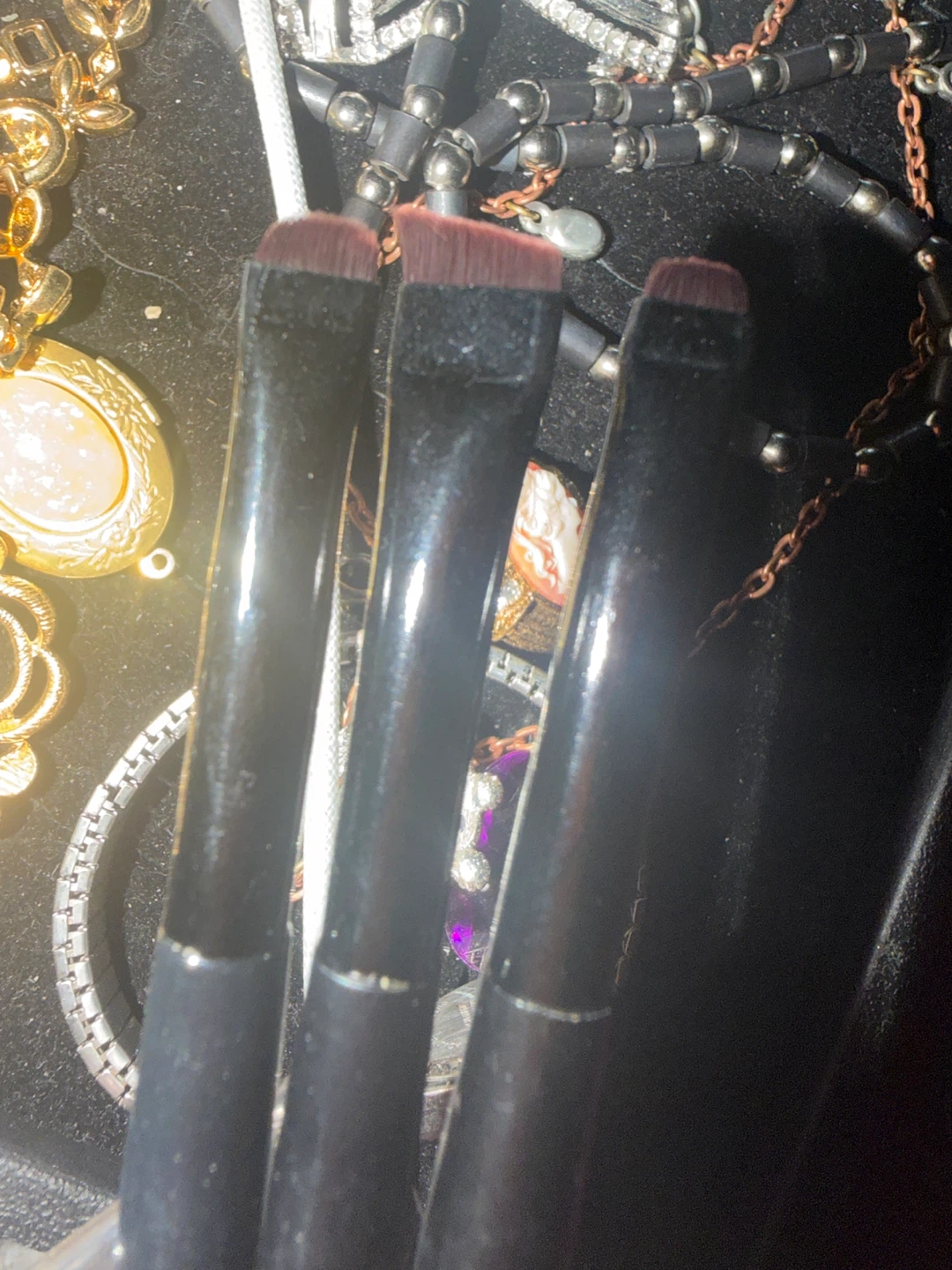 🏈New Set of 3 Black Makeup Brushes - photo 3