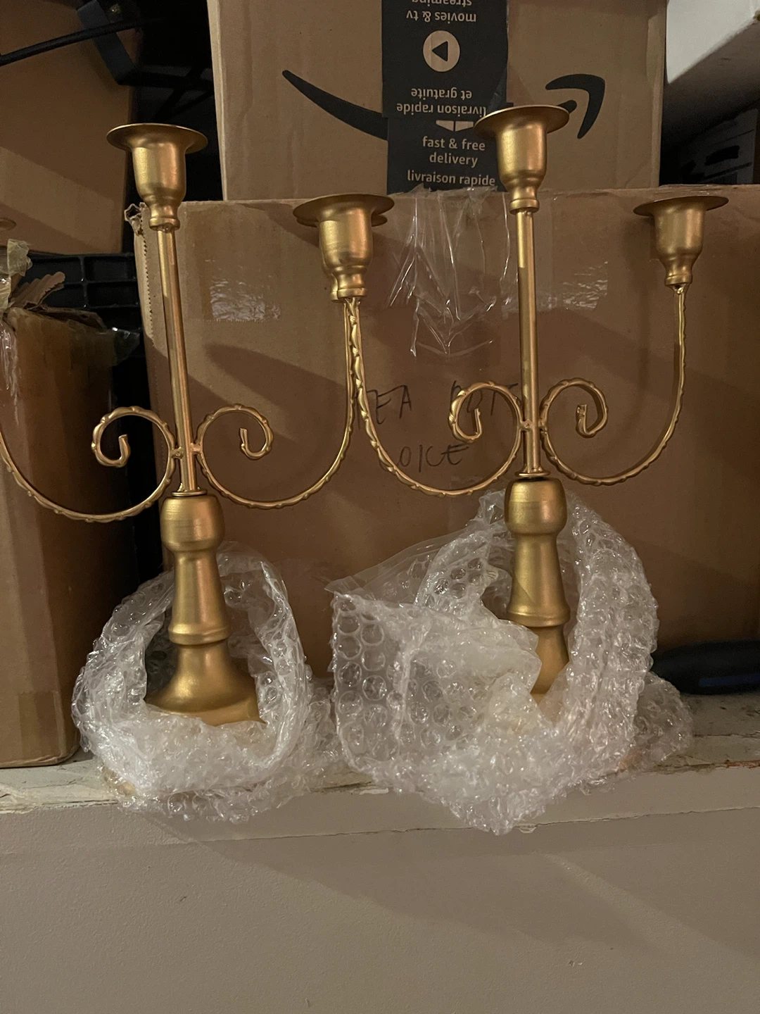 🏈 Set of Two Gold Candelabras