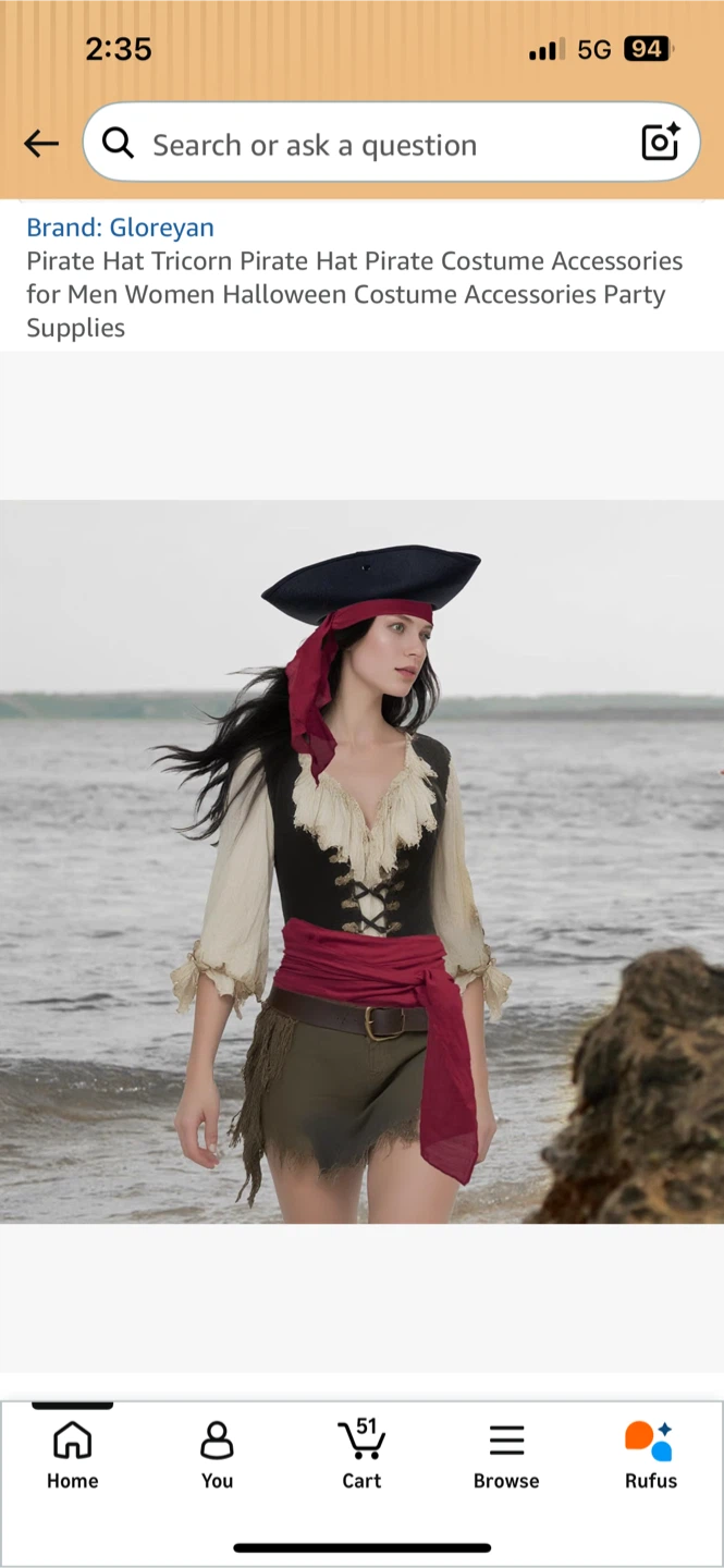 Black Tricorn Pirate Hat - photo 4