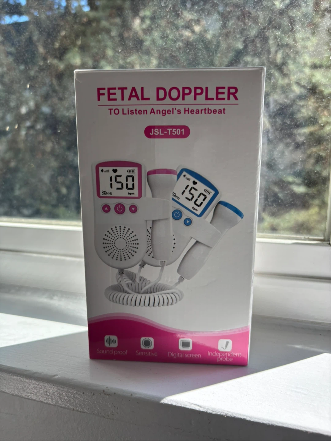 Fetal doppler with gel, batteries included, original box - photo 2