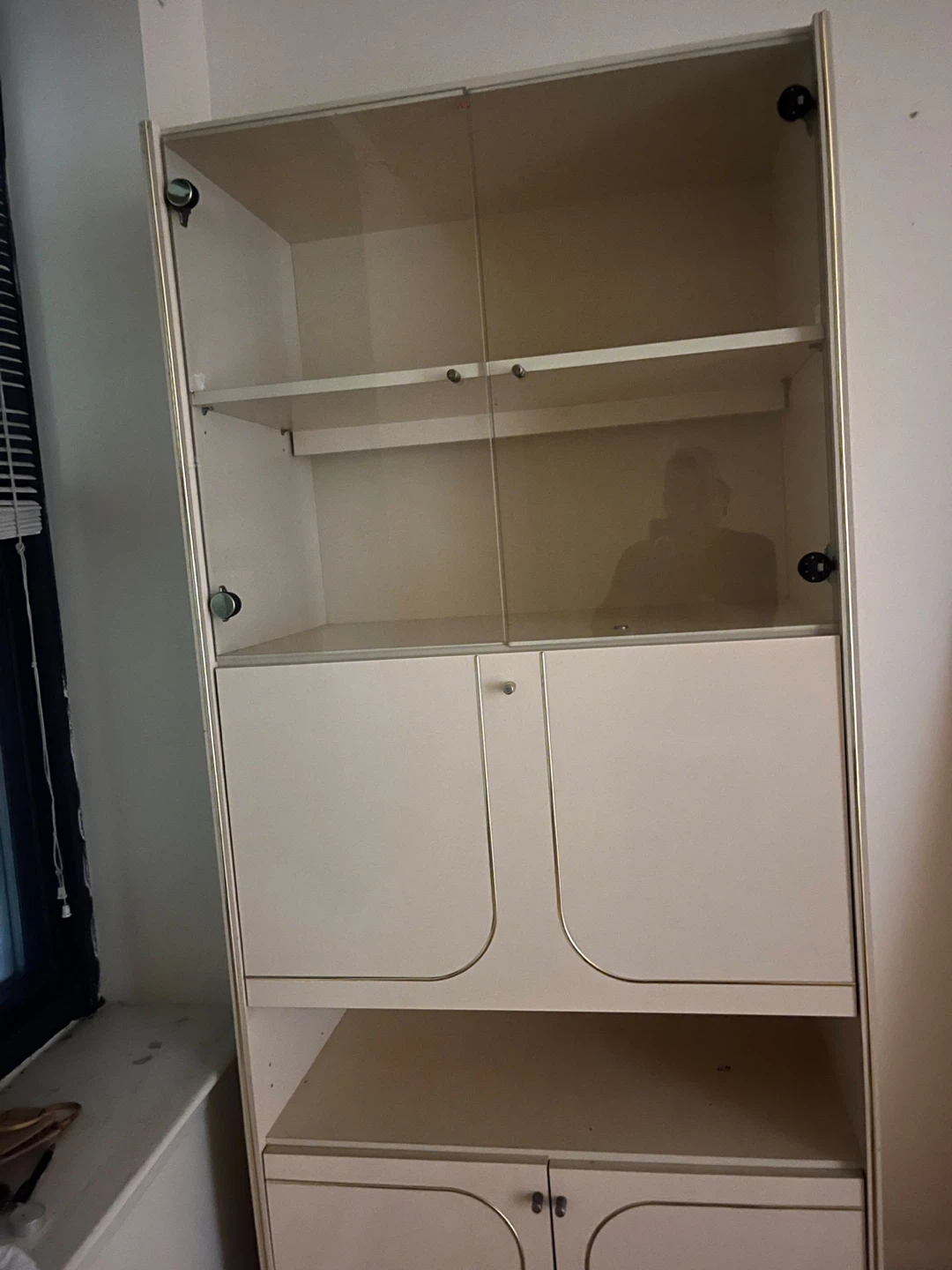 White Storage Cabinet with Glass Doors - photo 2
