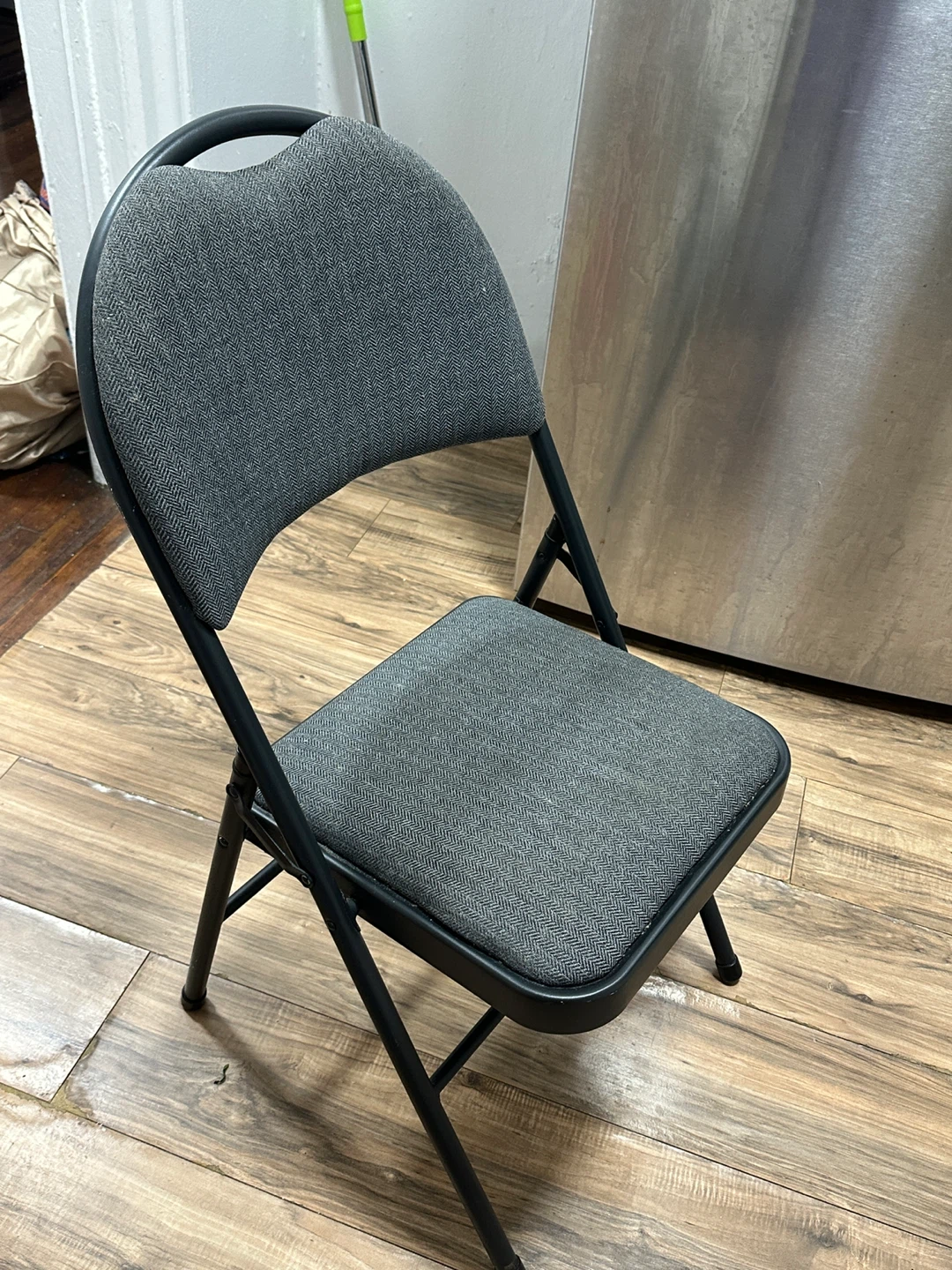 Gray Upholstered Folding Chair