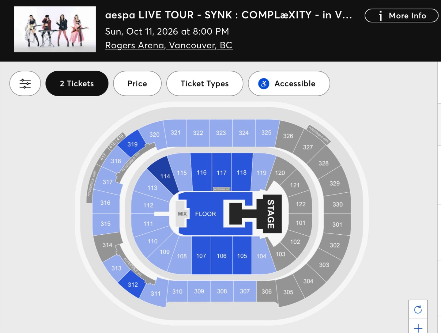 1 aespa Live Tour Ticket - Vancouver, Oct 11 2026