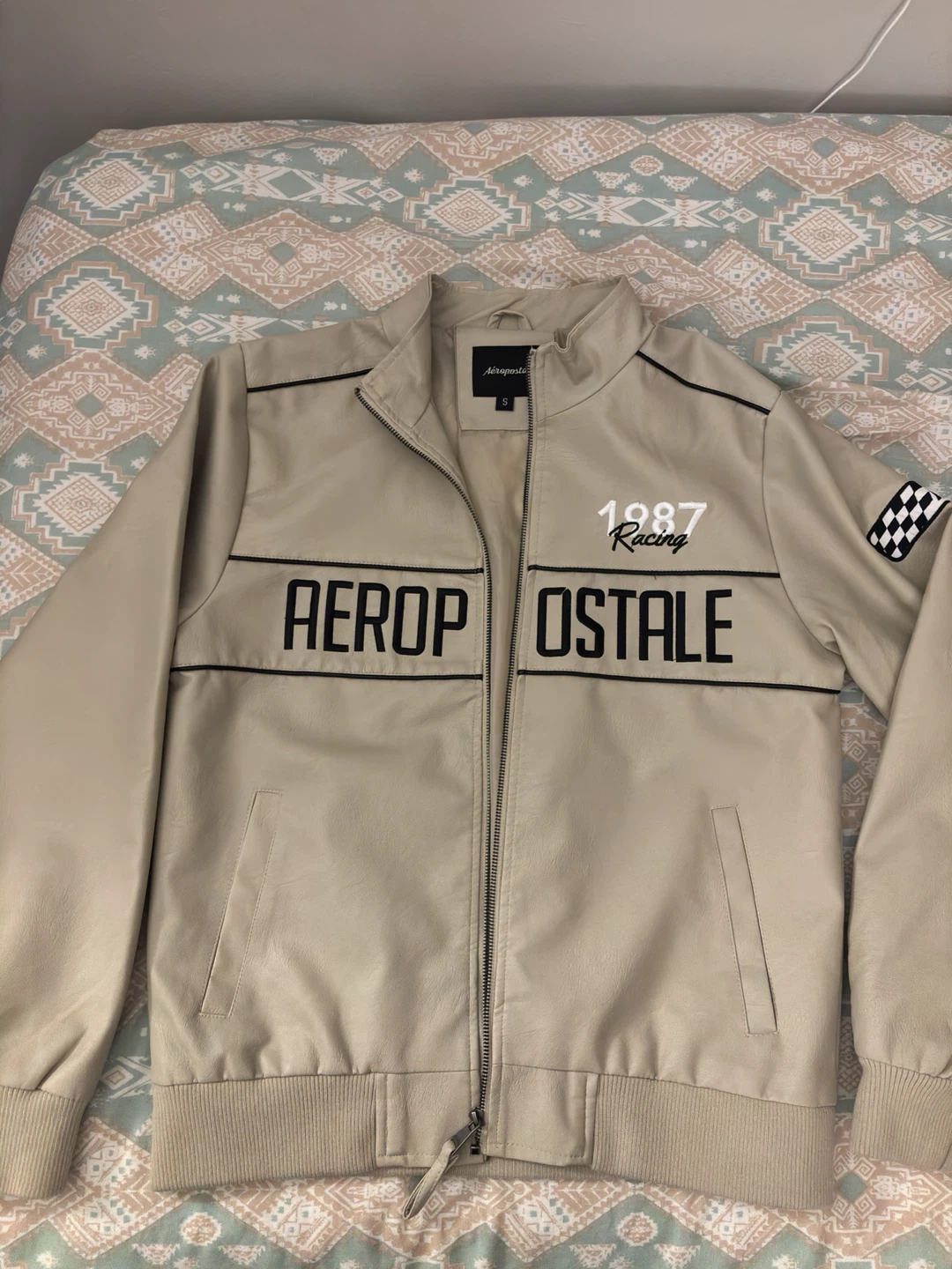 Aeropostale 1987 Racing Faux Leather Jacket
