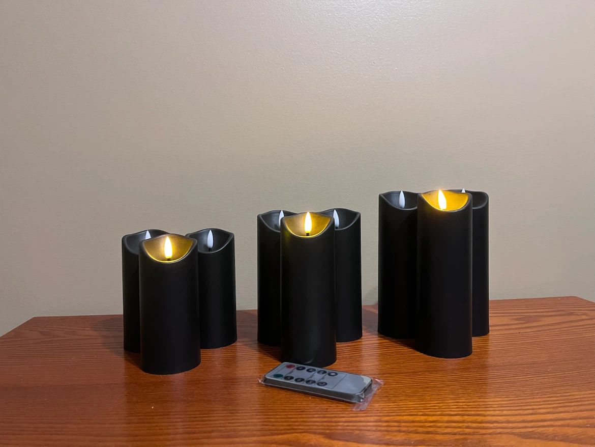 BLACK FLAMELESS LED PILLAR CANDLES WITH REMOTE - photo 2