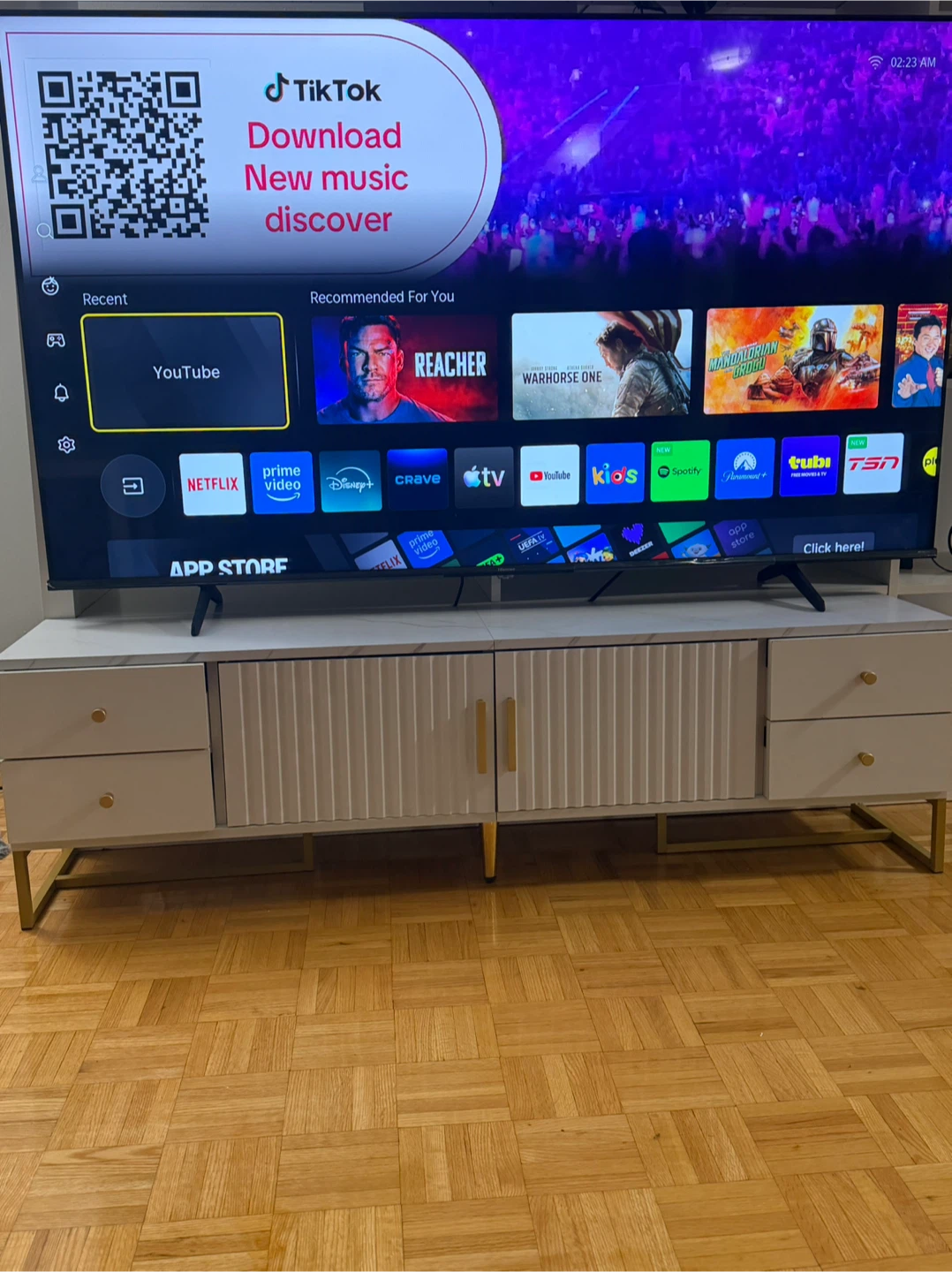 Modern White and Gold TV Stand - photo 2