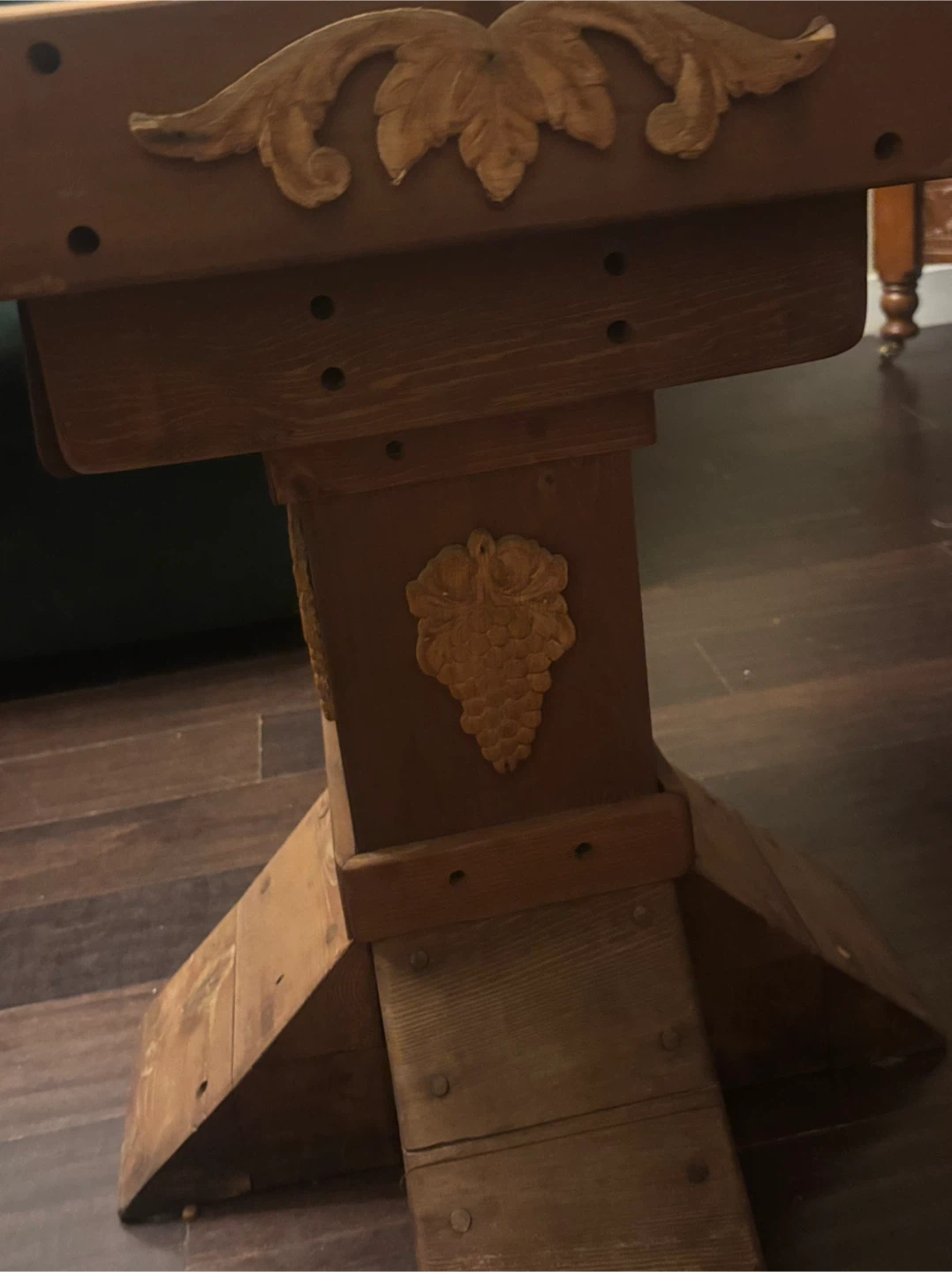 Handcrafted Solid Cedar Pedestal Table Mosaic & Glass Top - photo 5