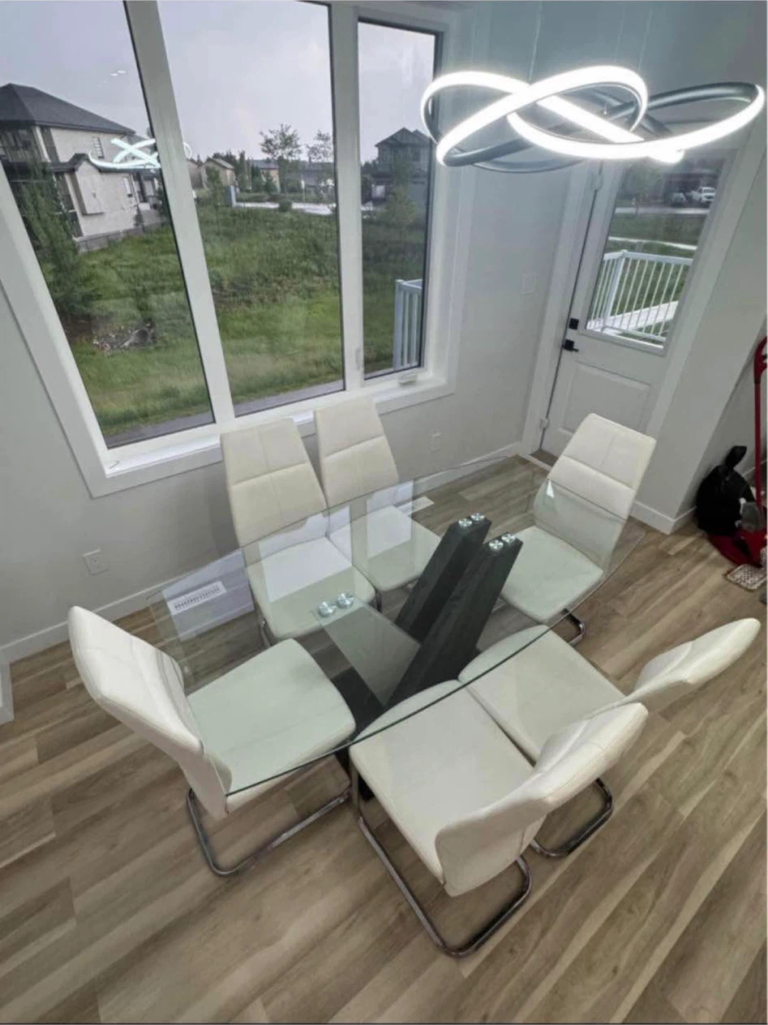 Modern Glass Dining Table Set with 3 Chairs