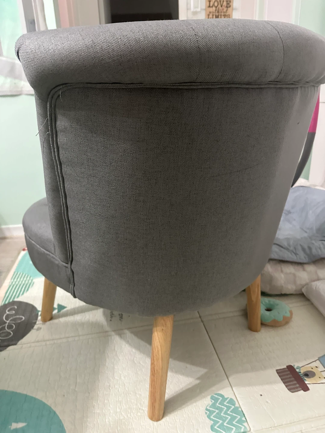 Grey Button-Tufted Accent Chair
