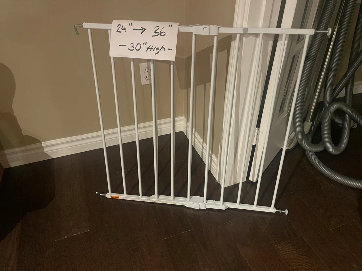 White metal baby gate