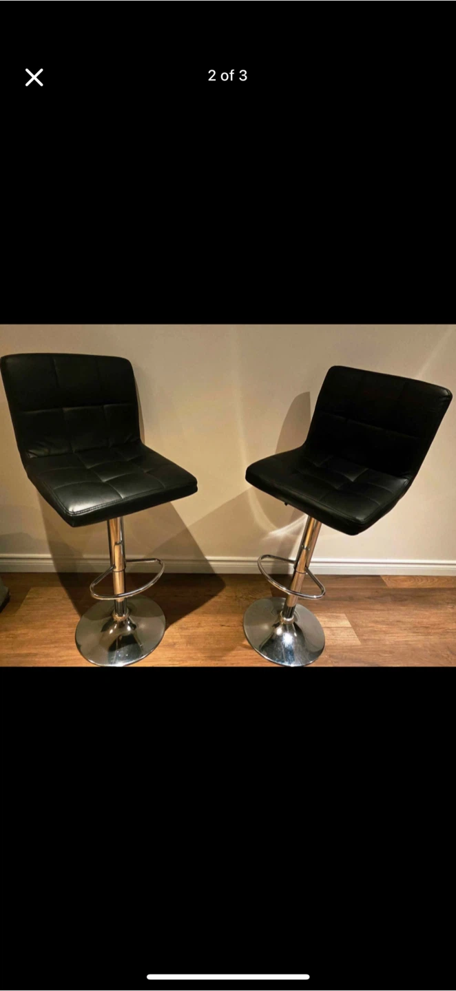 Set of two black bar stools