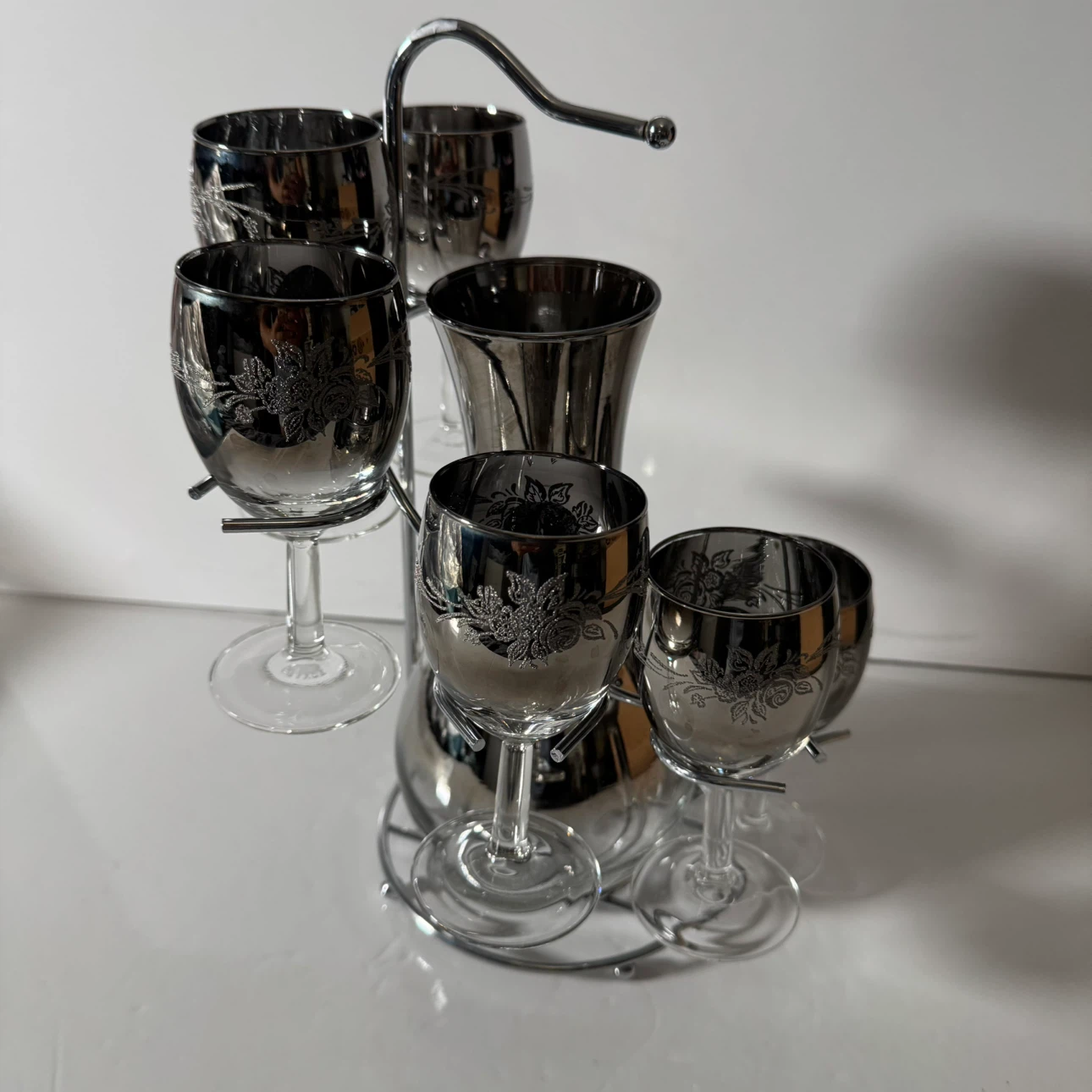 Vintage French Glass Decanter and 6 Glass Set - photo 3