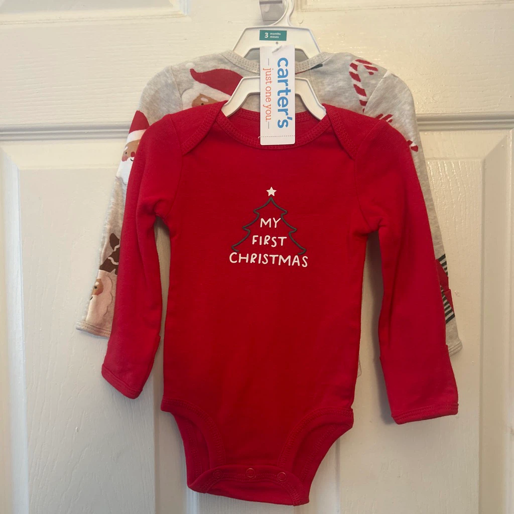 Carter's My First Christmas 🏈 Bodysuit Set