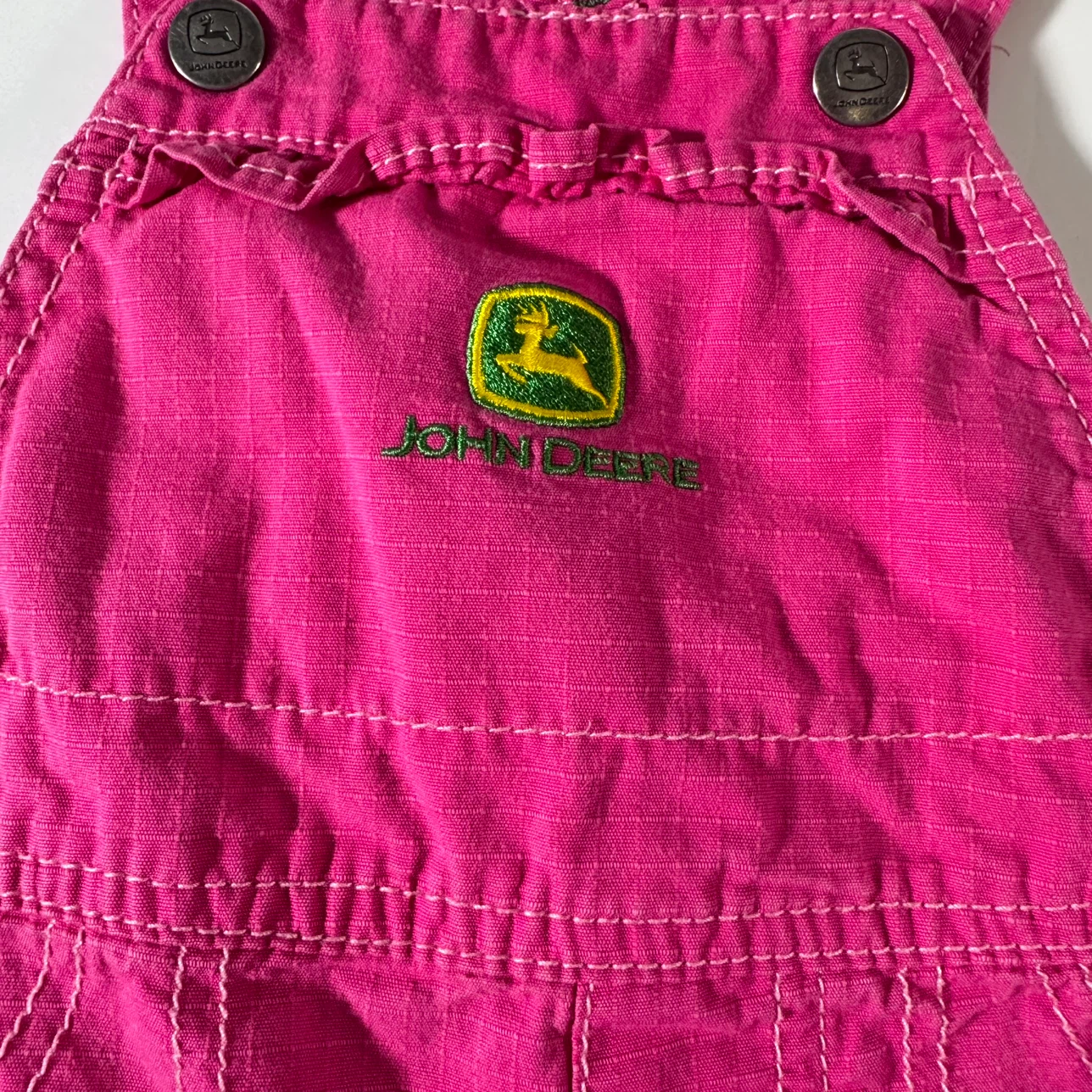 John Deere pink baby overalls size 6-9 months - photo 2
