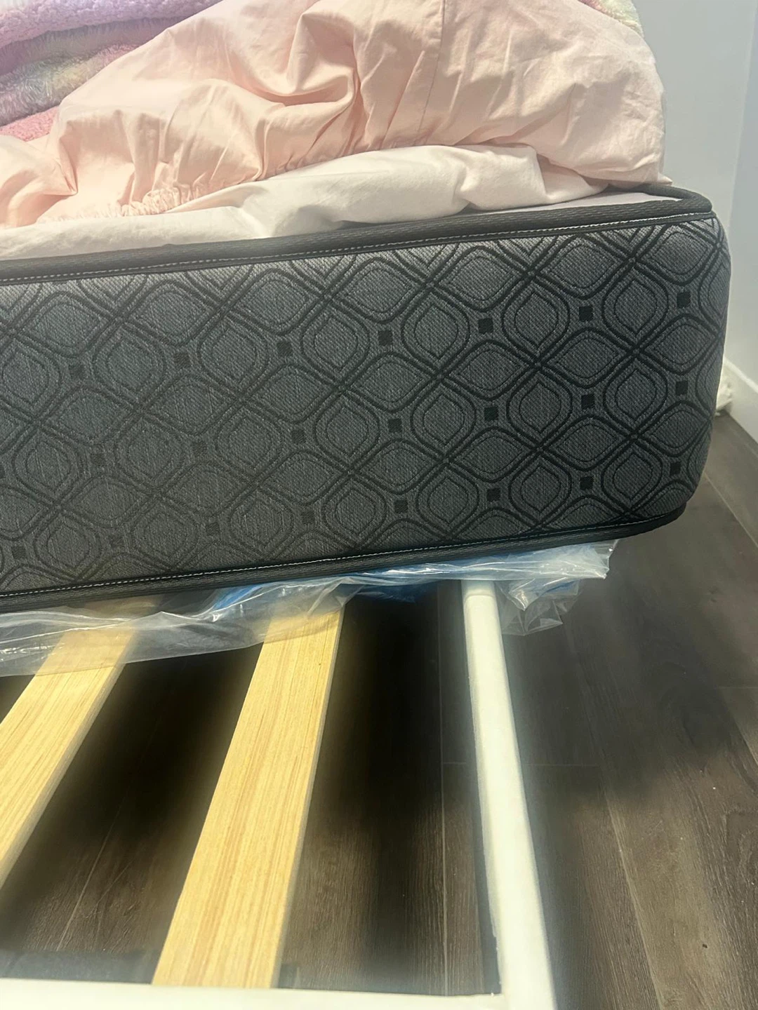 White bed frame with headboard