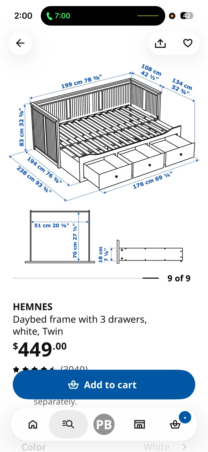 Twin Daybed Frame with 3 Drawers - photo 5