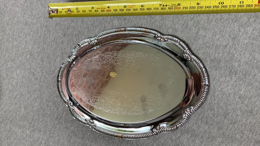 Decorative Silver-Tone Oval Tray 🏈 - photo 2