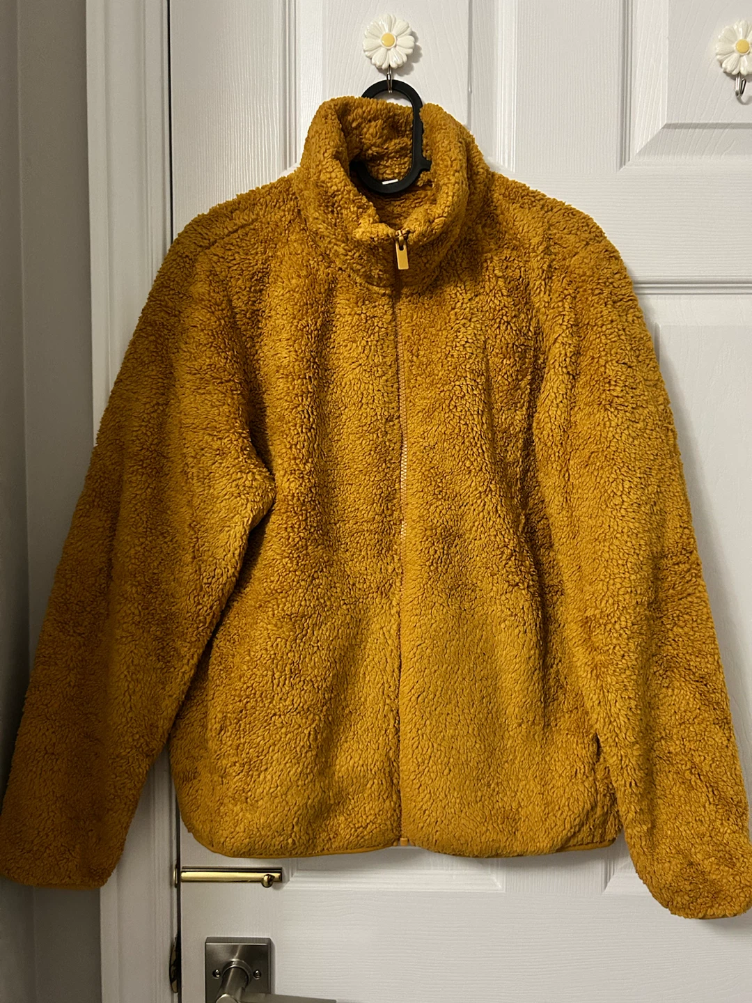 Mustard Yellow Faux Shearling Zip-Up Jacket