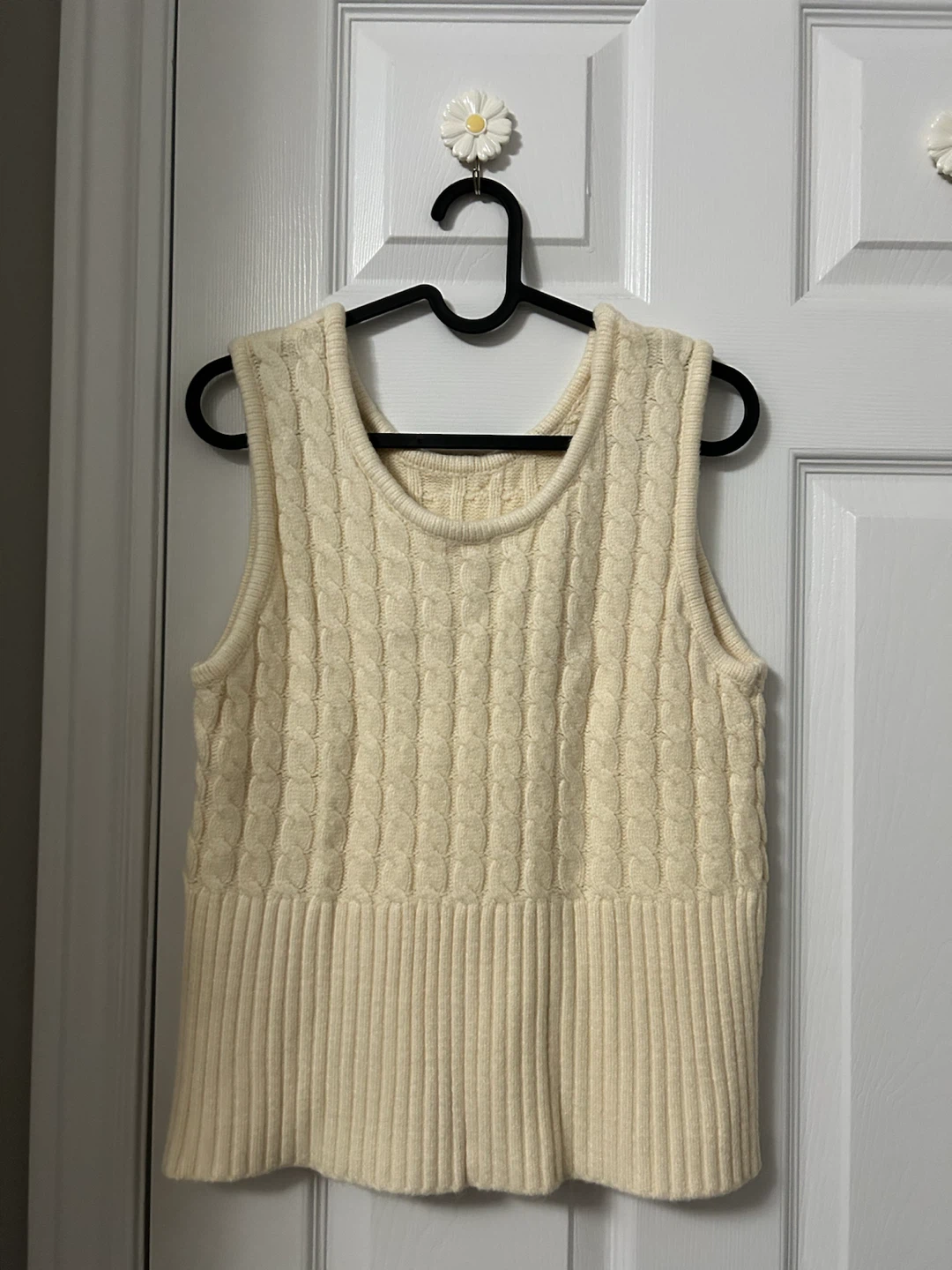 Cream cable knit sweater vest