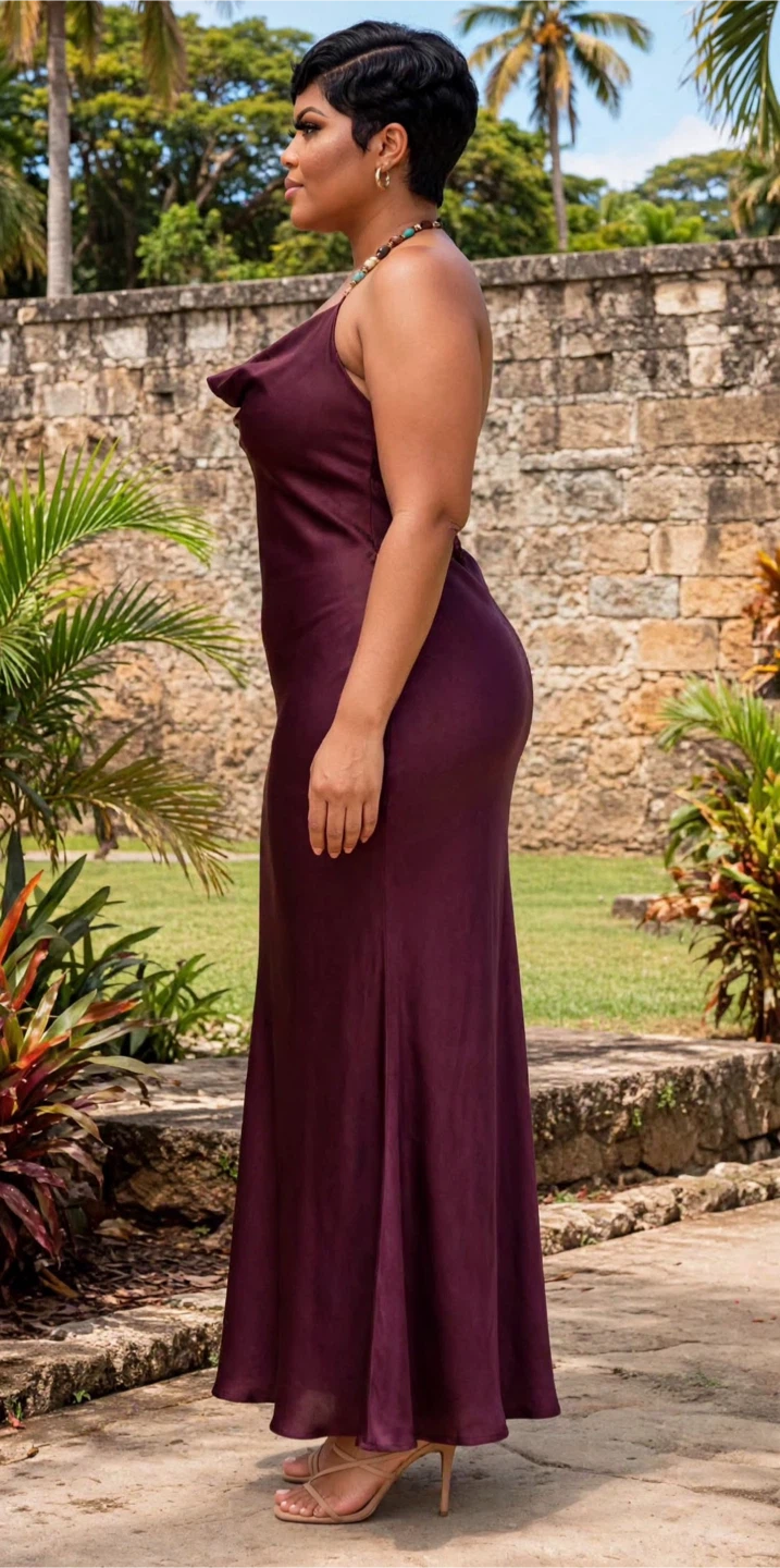 Satin Cowl Neck Maxi Dress in Burgundy - photo 2